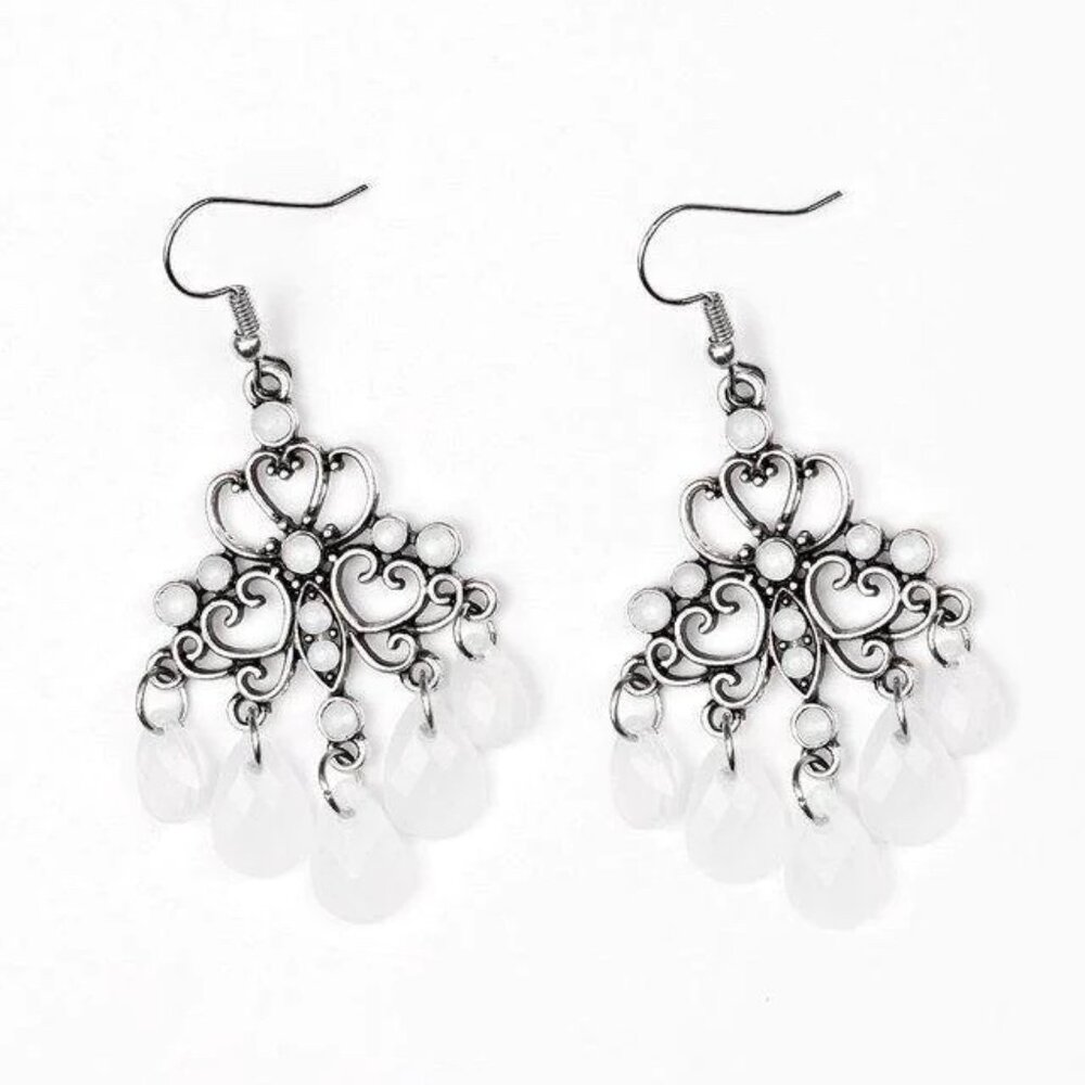 Paparazzi Dip It Glow White Earrings